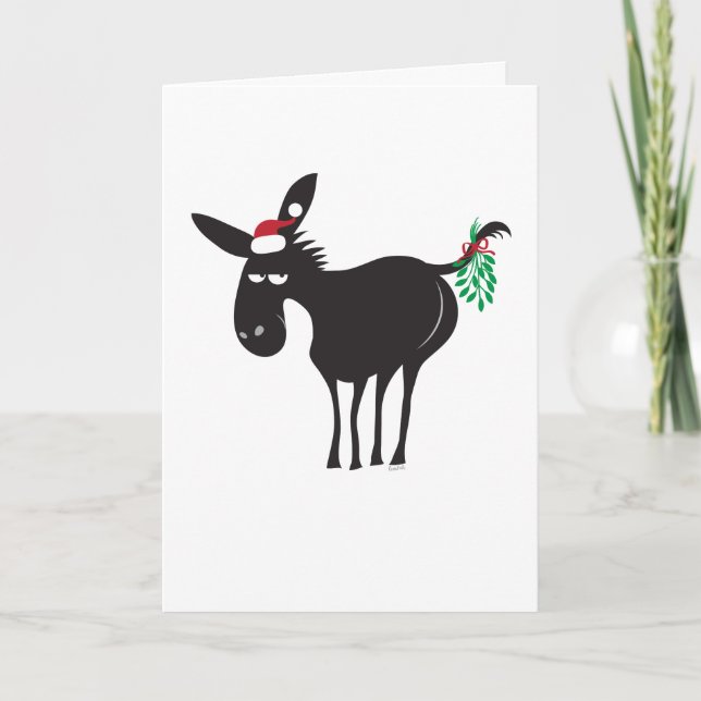 Cartão De Festividades Feliz KissMyAss 2020! Donkey com Mistletoe (Frente)