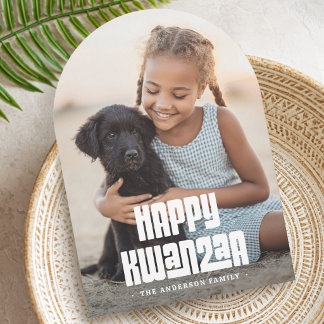Cartão De Festividades Feliz Kwanzaa foto com sobreposição branca