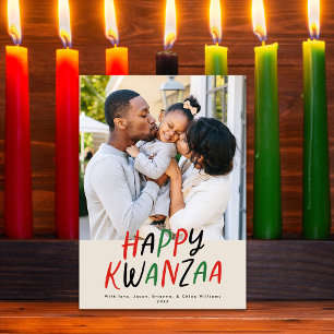 Cartão De Festividades Feliz Kwanzaa Modern Lettered Type Um Foto