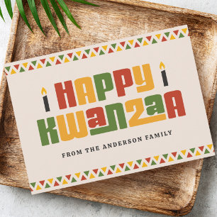 Cartão De Festividades Feliz Kwanzaa vela preta borda vermelha verde amar
