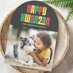 Cartão De Festividades Feliz Kwanzaa vermelho verde amarelo foto