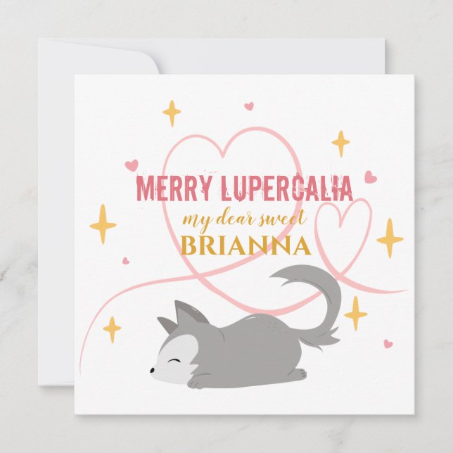 Cartão De Festividades Feliz Lupercália Bebe Lobo Pagão Adormecido Crianç (Frente)