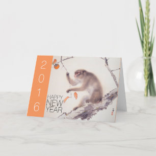 Cartão De Festividades Feliz Macaco Costumando Ano Japonês Pintura HGC