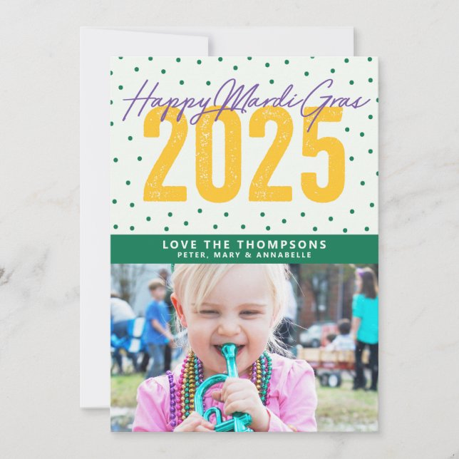 Cartão De Festividades Feliz Mardi Gras 2025 (Frente)