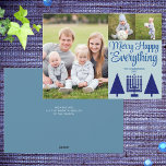 Cartão De Festividades Feliz Marinho Interreligioso Árvore Menorah Cute 3<br><div class="desc">Os modelos fotográficos fazem do design de seus próprios três cartões de natal de colagem fotográfica um salto com este moderno e elegante roteiro Feliz Happy All design no marinho e azul pastel. Adicione sua foto favorita grande à esquerda dessas placas personalizadas e adicione duas fotos menores à direita superior...</div>