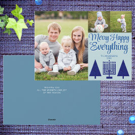 Cartão De Festividades Feliz Marinho Interreligioso Árvore Menorah Cute 3