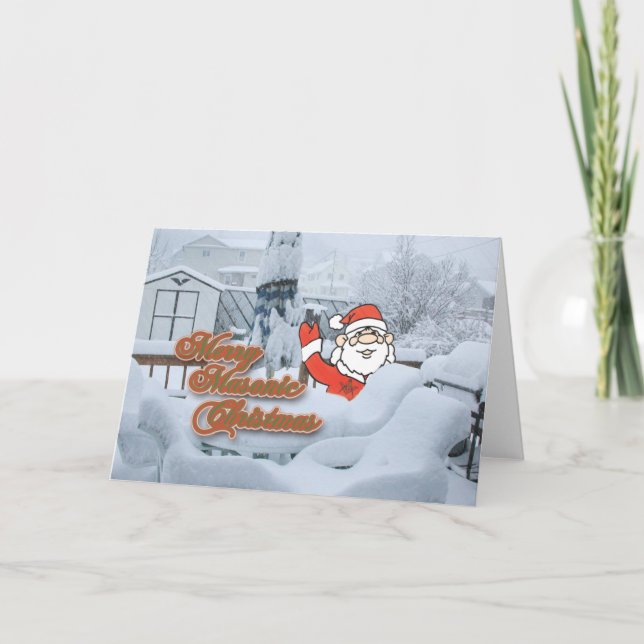 Cartão De Festividades Feliz Masonic Natal (Frente)