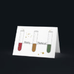 Cartão De Festividades Feliz Meniscus Chem Science Test Tube Natal<br><div class="desc">Ao medir o volume de uma solução de um tubo de ensaio, frasco ou copo no laboratório, é importante retirar a leitura do fundo do menisco para obter um resultado exato. Cientistas e professores de química vão desfrutar desta design de férias! Três tubos de ensaio que contêm soluções vermelhas e...</div>