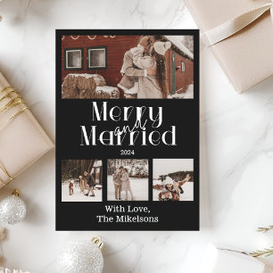Cartão De Festividades Feliz Mínima de Fotografias Múltiplas e Casada