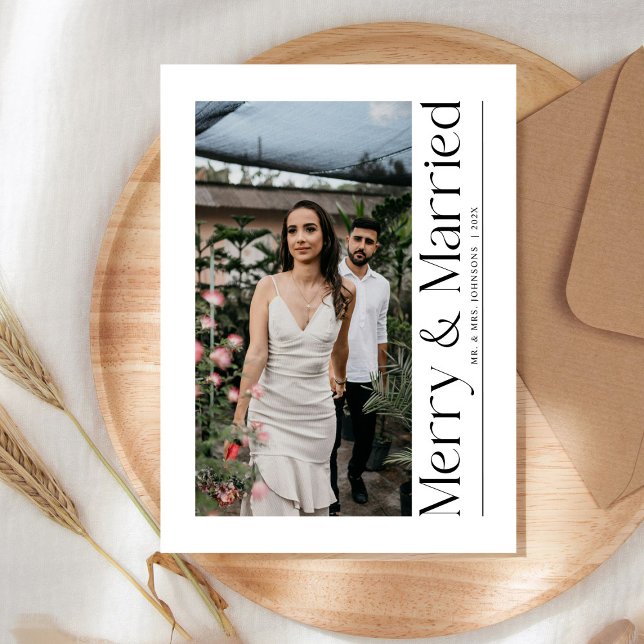 Cartão De Festividades Feliz mínima e fotos de Natal casadas (Criador carregado)