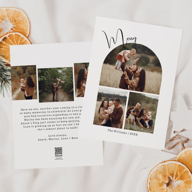 Cartão De Festividades Feliz Modern Boho Seis Foto Natal (Criador carregado)