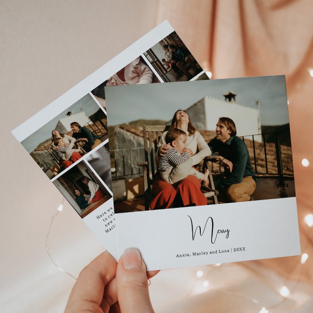 Cartão De Festividades Feliz Modern Boho Sete Foto Natal (Criador carregado)