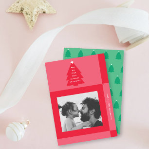 Cartão De Festividades Feliz moderna e árvore de Natal brilhante Foto