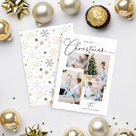 Cartão De Festividades Feliz Moderno caligrafia manuscrita 4 Photo Holid<br><div class="desc">Feliz Natal Coligrafia elegante moderna que imita uma inscrição manuscrita 4 fotos que podem ser substituídas rápida e facilmente por fotos de sua família design minimalista</div>