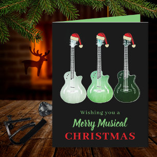 Cartão De Festividades Feliz Musical Rock and Roll Christmas Guitar