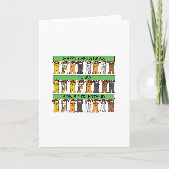 Cartão De Festividades Feliz Namorada de Natal de Gatos (Frente)