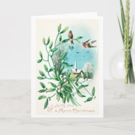 Cartão De Festividades Feliz Natal (1910) Duas Aves E Mistura