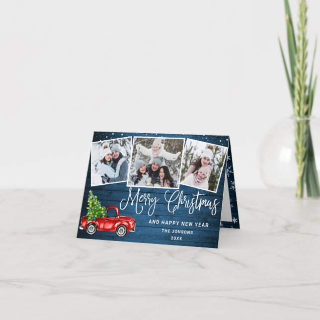 Cartão De Festividades Feliz Natal 2021, Red Fazenda Truck 3 Foto (Frente)