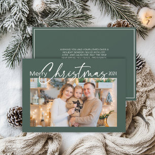 Cartão De Festividades Feliz Natal 2024 Foto Script Elegante Verde