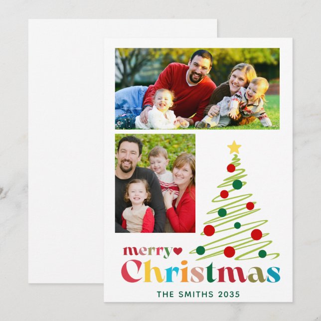 Cartão De Festividades Feliz Natal 2 Fotos Personalizadas (Frente/Verso)