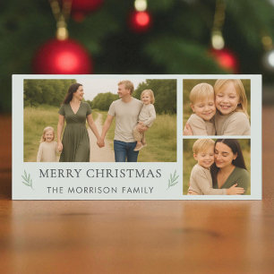 Cartão De Festividades Feliz Natal 3 Foto Botânica Elegante