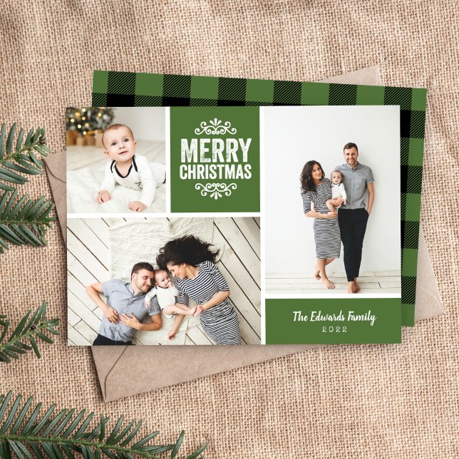 Cartão De Festividades Feliz Natal 3 Foto Colagem (Criador carregado)