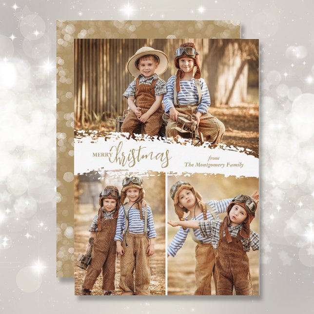 Cartão De Festividades Feliz Natal 3 Foto Colagem (Criador carregado)