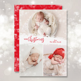 Cartão De Festividades Feliz Natal 3 Foto Colagem