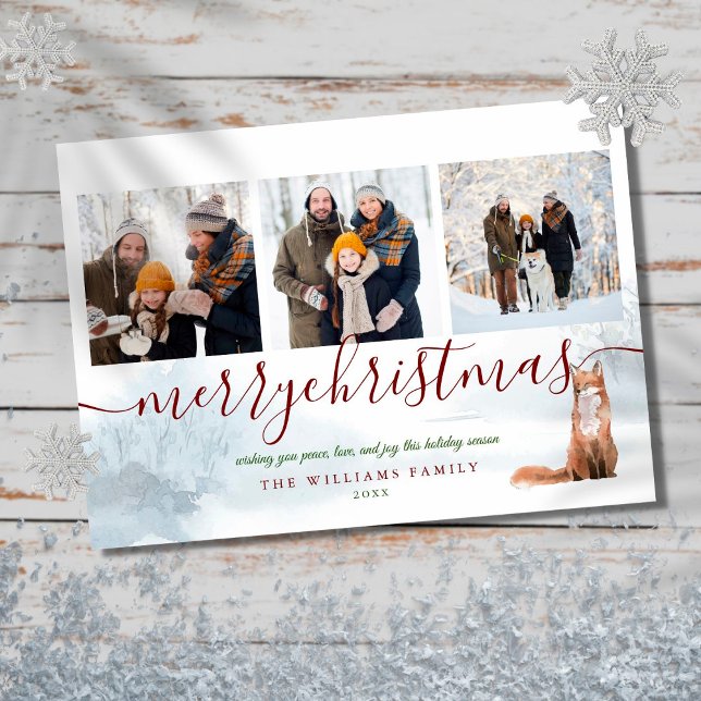 Cartão De Festividades Feliz Natal 3 Foto Colagem Fotográfica Fox de inve (Criador carregado)