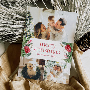 Cartão De Festividades Feliz Natal 3 Foto Verde Botânico