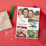 Cartão De Festividades Feliz Natal 4 Foto<br><div class="desc">Simples cartão de colagem de fotos de feriado. "Feliz Natal" está escrito em um roteiro de na moda e você pode personalizar com 4 fotos,  seu nome de família e o ano.</div>