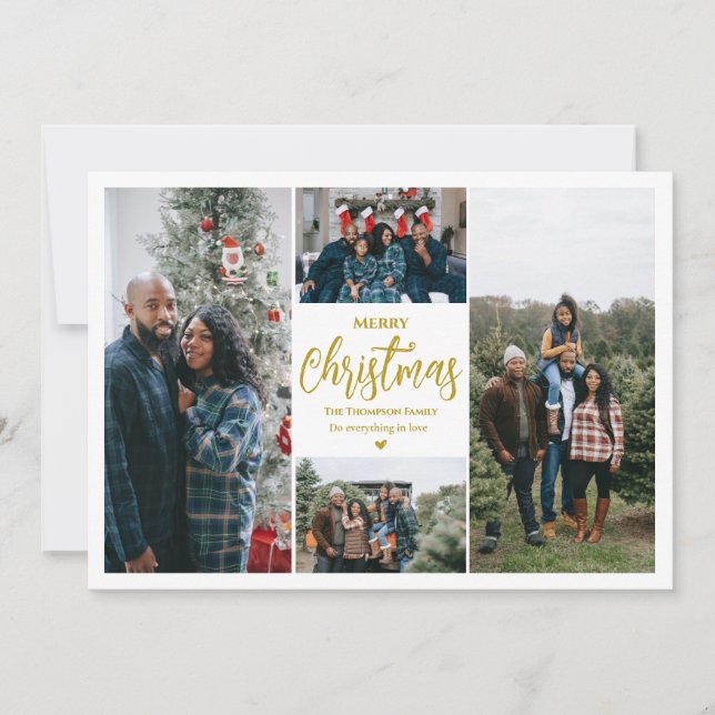 Cartão De Festividades Feliz Natal|4 Fotos| Branco (Frente)