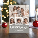 Cartão De Festividades Feliz Natal 4 Fotos Cinza Coral Fundo Botânico<br><div class="desc">Use três fotos quadradas e uma foto horizontal — Faça uma saudação única e moderna de Natal Feliz com um padrão botânico moderno no verso. Se precisar mover alguma coisa,  clique no botão personalizar para fazer alterações.</div>