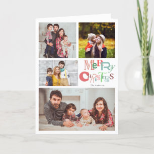 Cartão De Festividades Feliz Natal 4 Tipografia de Colagem de Fotos
