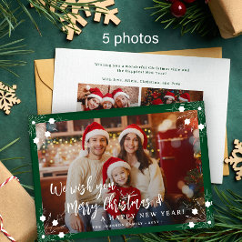 Cartão De Festividades Feliz Natal 5 foto colagem verde
