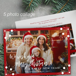 Cartão De Festividades Feliz Natal 5 foto colagem vermelha