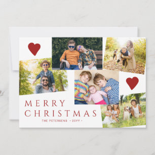 Cartão De Festividades Feliz Natal 5 fotos moderno vermelho branco