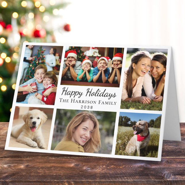 Cartão De Festividades Feliz Natal 6 Fotografia Colagem Natal (This holiday season, let your family's smiles and heartwarming memories shine on our 6 photo card)