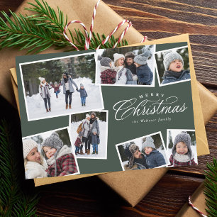 Cartão De Festividades Feliz Natal 7 colagem de fotos caçador verde