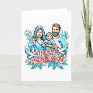 Cartão De Festividades Feliz Natal - A Santa Família - Natividade