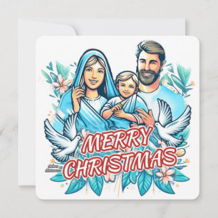 Cartão De Festividades Feliz Natal - A Santa Família - Natividade