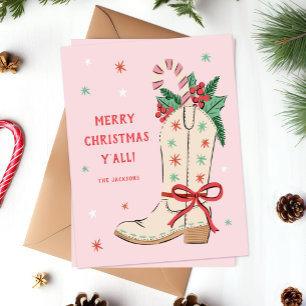 Cartão De Festividades Feliz Natal a Todos Bota de Cowboy Country 
