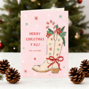 Cartão De Festividades Feliz Natal a Todos Bota de Cowboy Country 
