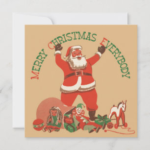 Cartão De Festividades Feliz Natal a Todos! Papai Noel Vintage