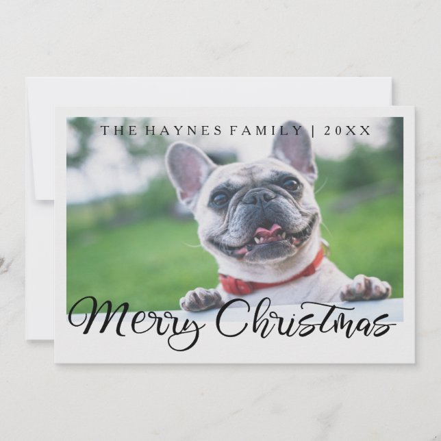 Cartão De Festividades Feliz Natal Adicionar Foto Negra e Ponto de Vista  (Frente)