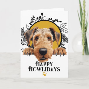 Cartão De Festividades Feliz Natal Airedale Terrier Cachorro Christmas