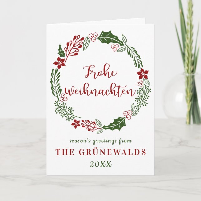 Cartão De Festividades Feliz Natal Alemão, Personalizado (Frente)