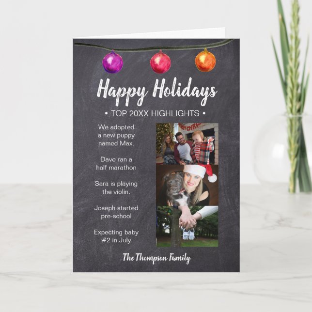 Cartão De Festividades Feliz Natal Ano em Revisão Foto de Natal (Frente)