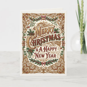 Cartão De Festividades Feliz Natal Ano Novo Vintage