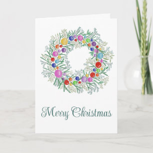 Cartão De Festividades Feliz Natal, aquarela